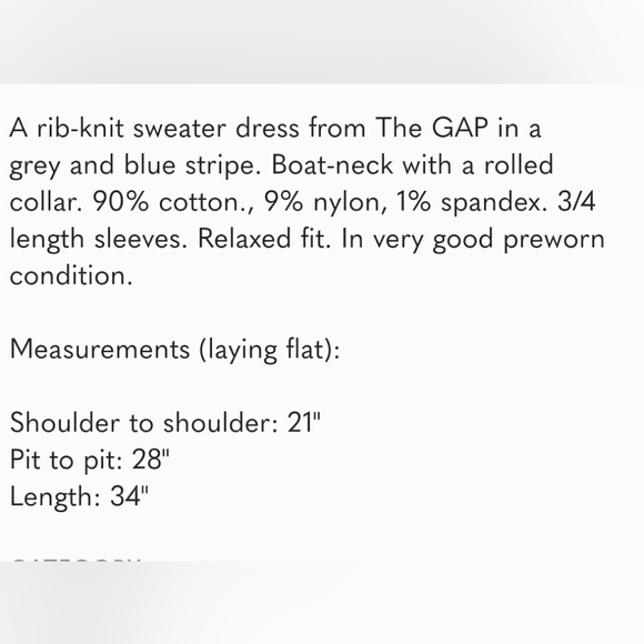 ⭐ Host Pick ⭐ GAP XXL striped boatneck rib-knit sweater dress - Picture 5 of 5